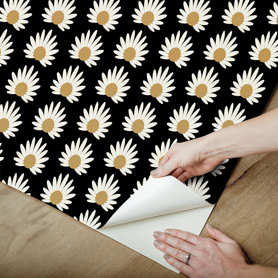 Black Fleur Peel and Stick Wallpaper  | Brewster Wallcovering - The WorkRm