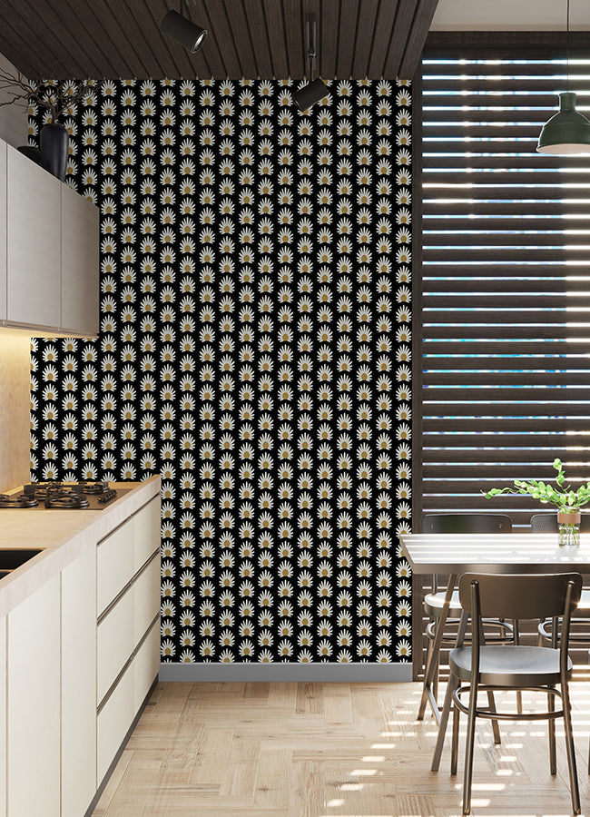 Black Fleur Peel and Stick Wallpaper  | Brewster Wallcovering - The WorkRm