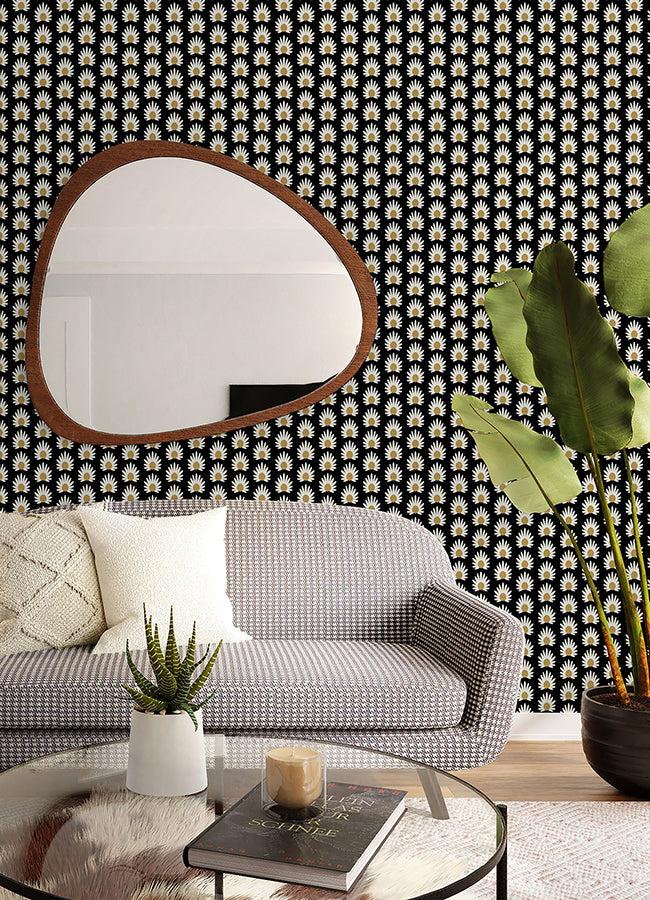 Black Fleur Peel and Stick Wallpaper  | Brewster Wallcovering - The WorkRm