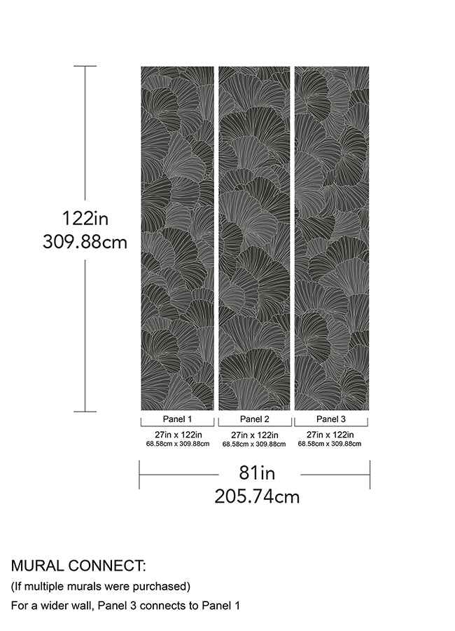 Petals Charcoal Grey Wall Mural - York Wallcoverings - ASTM5050 - York Wallcoverings Wallpaper