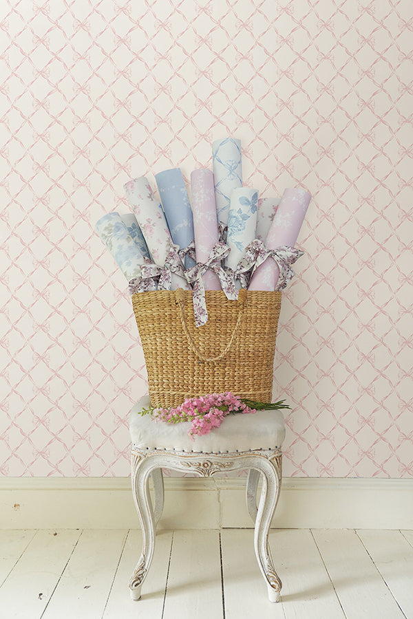 Pink Jam Baby Bow Peel and Stick Wallpaper  | Brewster Wallcovering