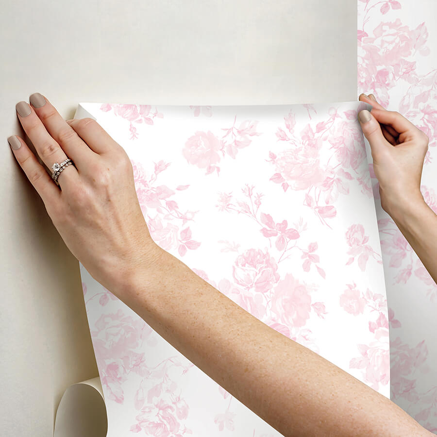 faded-primrose-everblooming-rosettes-peel-and-stick-wallpaper-york-wallcoverings-lfs5016 - York Wallcoverings Wallpaper