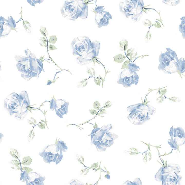 French Blue Ribbon Rosa Peel and Stick Wallpaper - York Wallcoverings - LFS6110 - York Wallcoverings Wallpaper