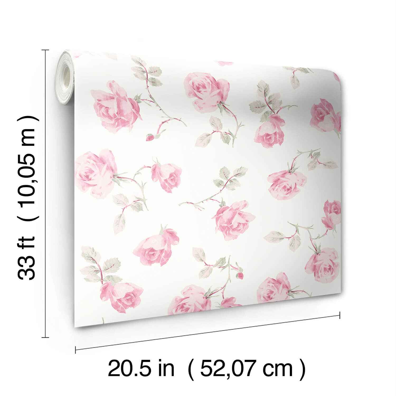 Ribbon Rosa Chateau Rose Loose Roses Wallpaper - York Wallcoverings - AST6084 - York Wallcoverings Wallpaper