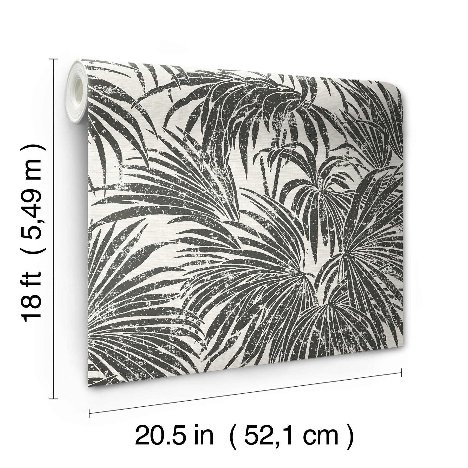 Black & White Cassava Palm Peel and Stick Wallpaper - Brewster Wallcovering