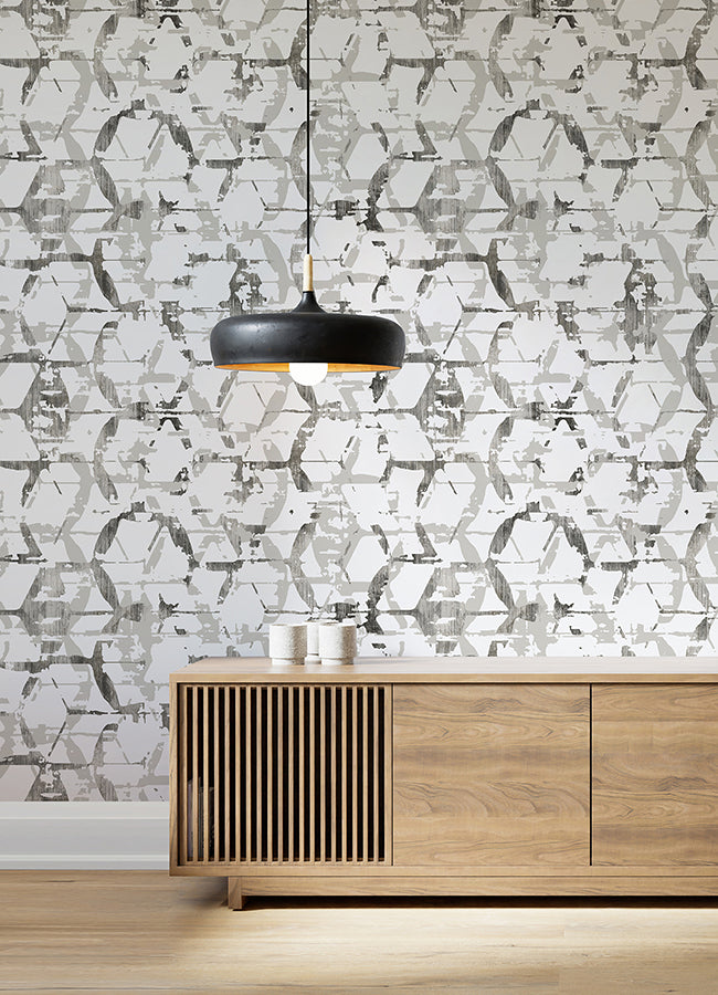 hex-a-gone-dove-grey-wall-mural-york-wallcoverings-astm5039 - York Wallcoverings Wallpaper