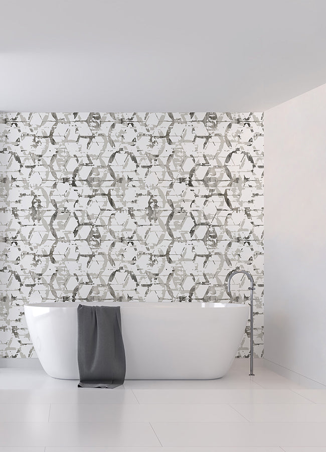 hex-a-gone-dove-grey-wall-mural-york-wallcoverings-astm5039 - York Wallcoverings Wallpaper