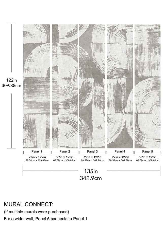 Brushstrokes Dove Grey Wall Mural - York Wallcoverings - ASTM5051 - York Wallcoverings Wallpaper