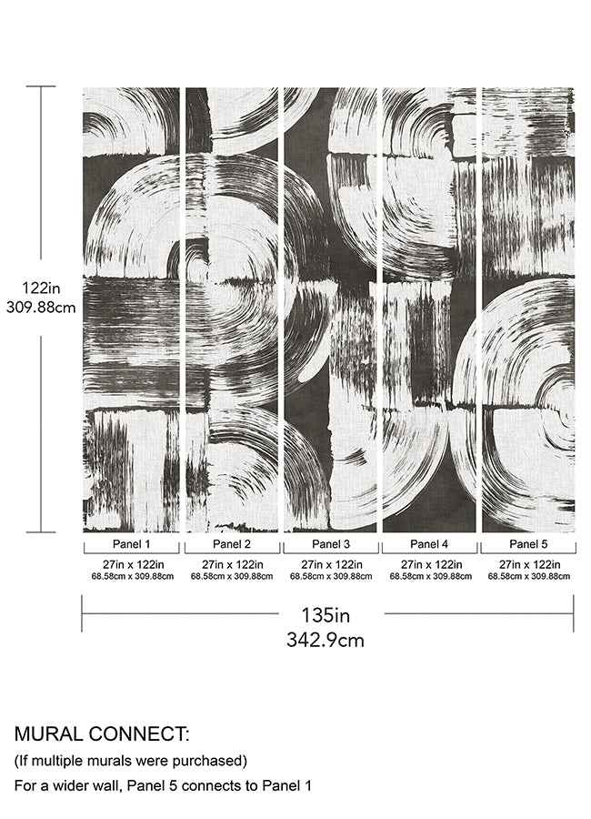 Brushstrokes Charcoal Grey Wall Mural - York Wallcoverings - ASTM5052 - York Wallcoverings Wallpaper