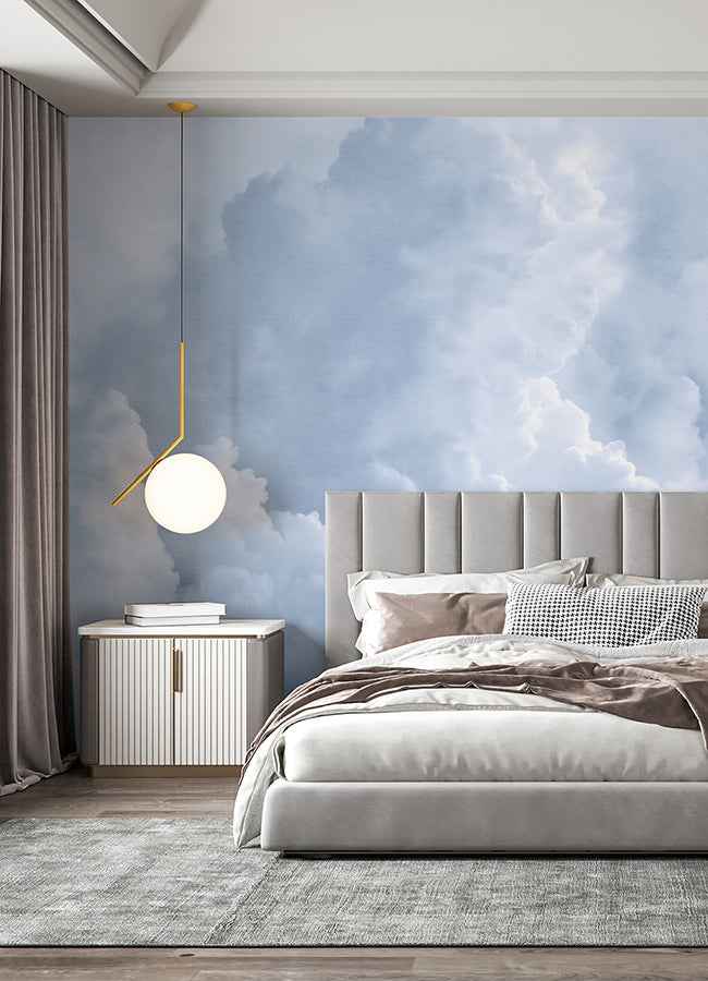 In The Clouds Sky Blue Wall Mural - York Wallcoverings - ASTM5053 - York Wallcoverings Wallpaper
