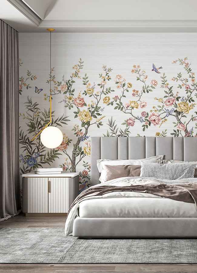 Spring Chinoiserie Soft White Wall Mural - York Wallcoverings - ASTM5055 - York Wallcoverings Wallpaper