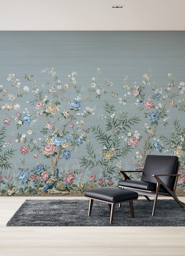 winter-chinoiserie-robins-egg-blue-wall-mural-york-wallcoverings-astm5057 - York Wallcoverings Wallpaper