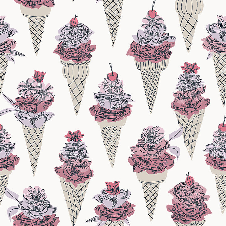 Picture of Pink Floral Ice Cream Peel and Stick Wallpaper