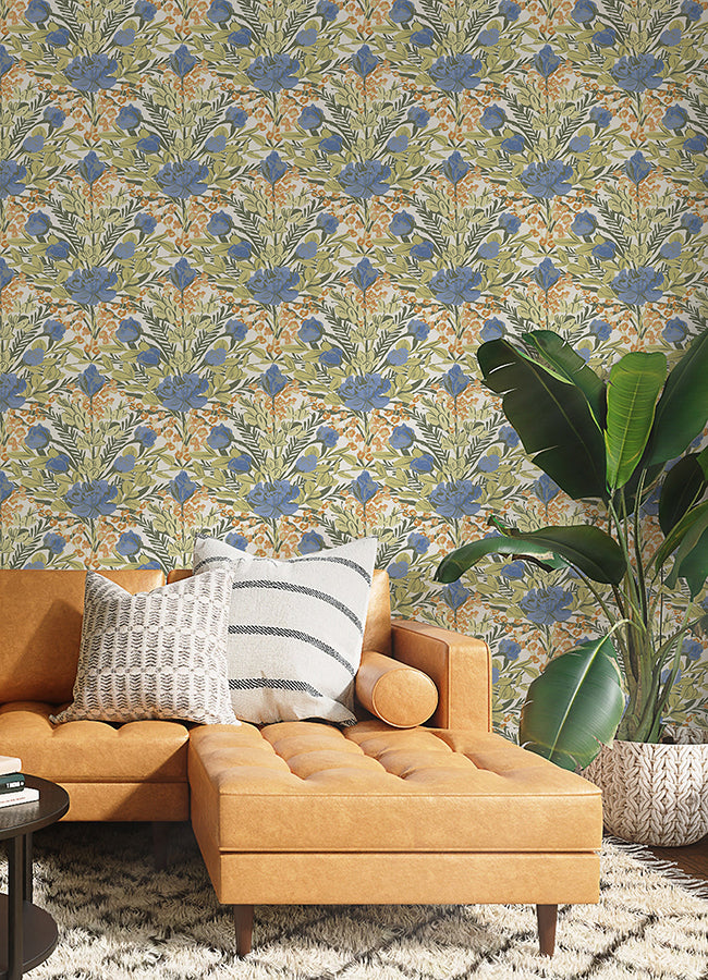 Bright Multi Moody June Blooms Peel and Stick Wallpaper  | Brewster Wallcovering