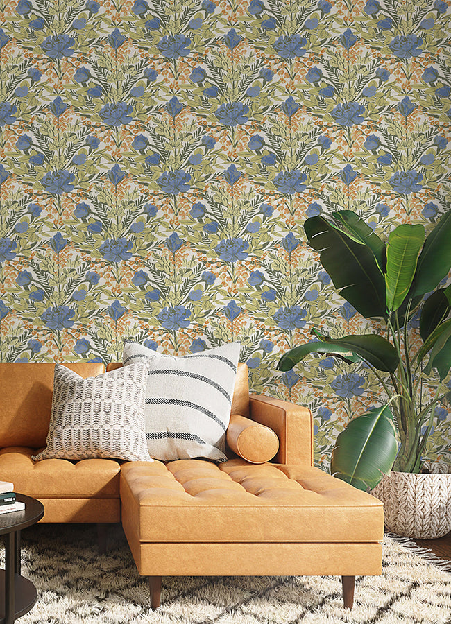 Bright Multi Moody June Blooms Peel and Stick Wallpaper - Brewster Wallcovering