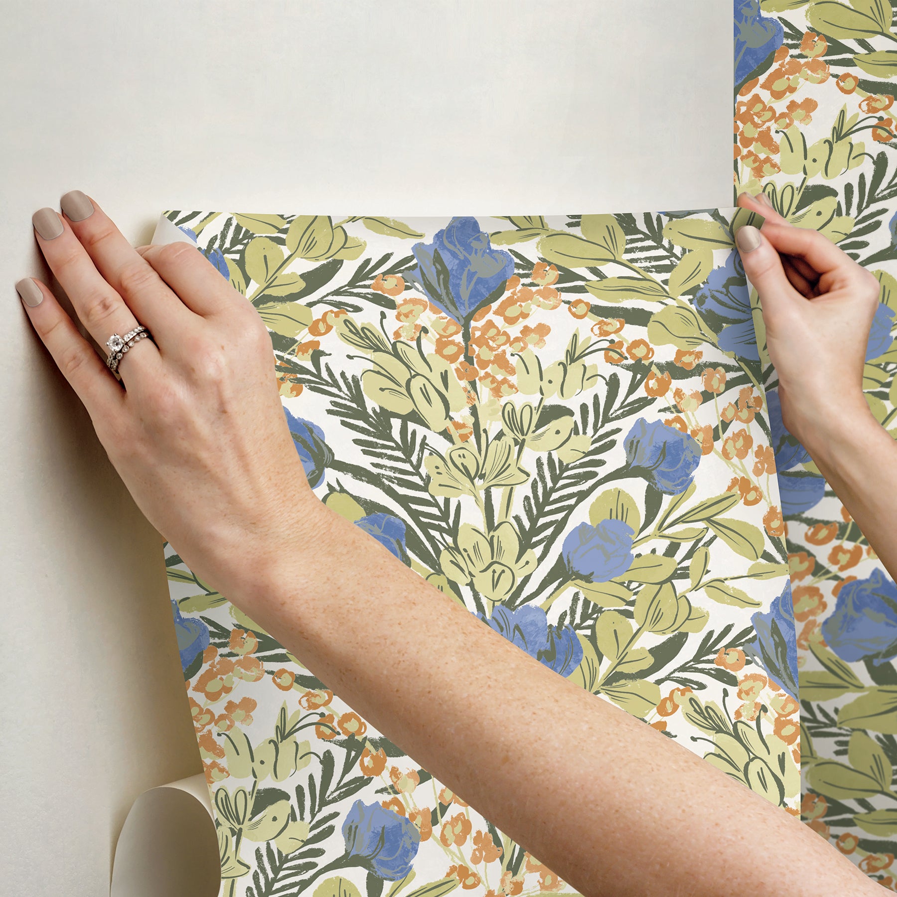 Bright Multi Moody June Blooms Peel and Stick Wallpaper  | Brewster Wallcovering