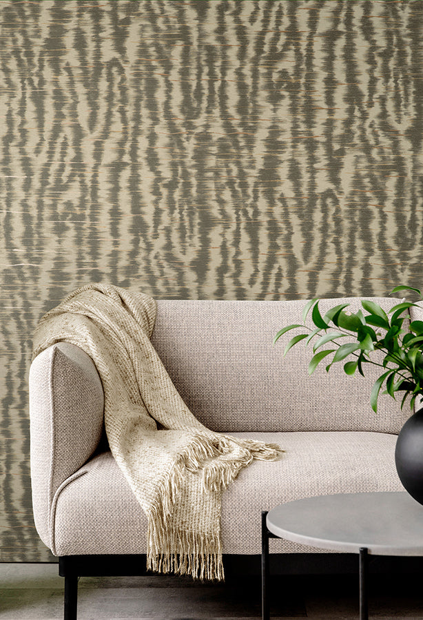 Hartmann Brown Stripe Texture Wallpaper - Brewster Wallcovering