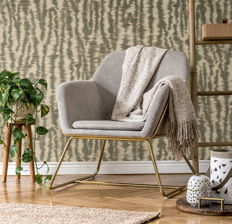 Hartmann Brown Stripe Texture Wallpaper - Brewster Wallcovering