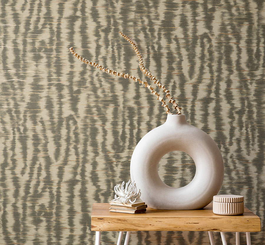 Hartmann Brown Stripe Texture Wallpaper - Brewster Wallcovering