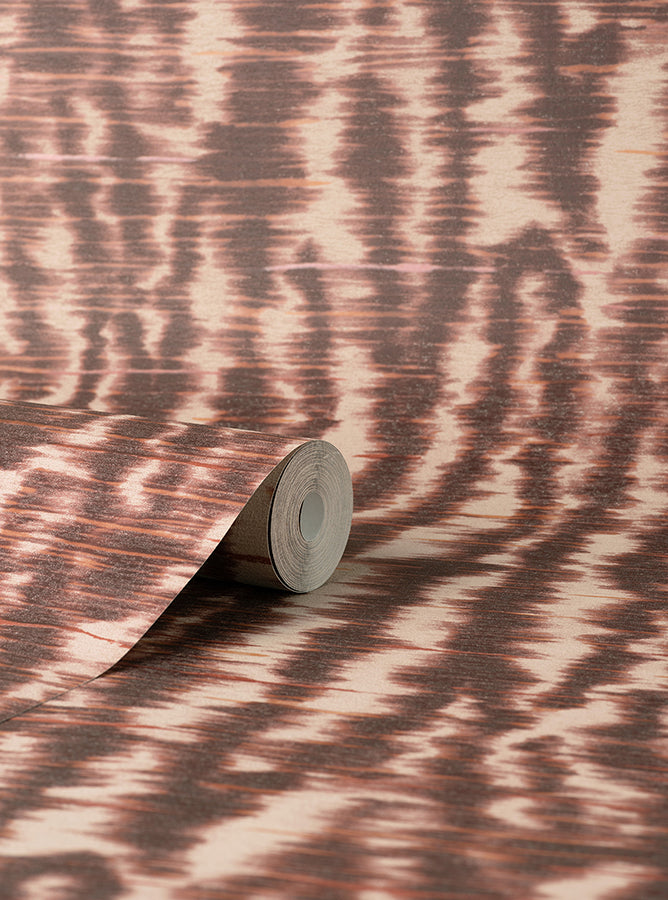 Hartmann Burgundy Stripe Texture Wallpaper - Brewster Wallcovering