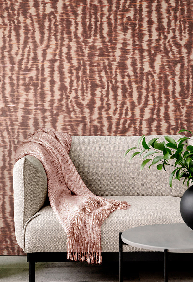 Hartmann Burgundy Stripe Texture Wallpaper - Brewster Wallcovering