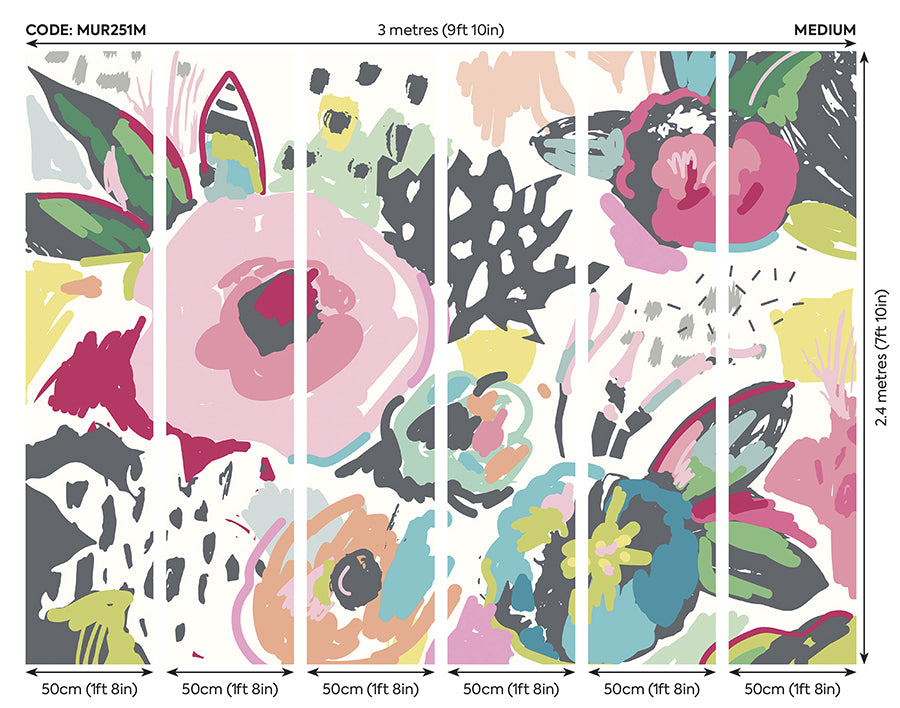 Vibrant Abstract Floral Wall Mural - York Wallcoverings - MUR251M - York Wallcoverings Wallpaper