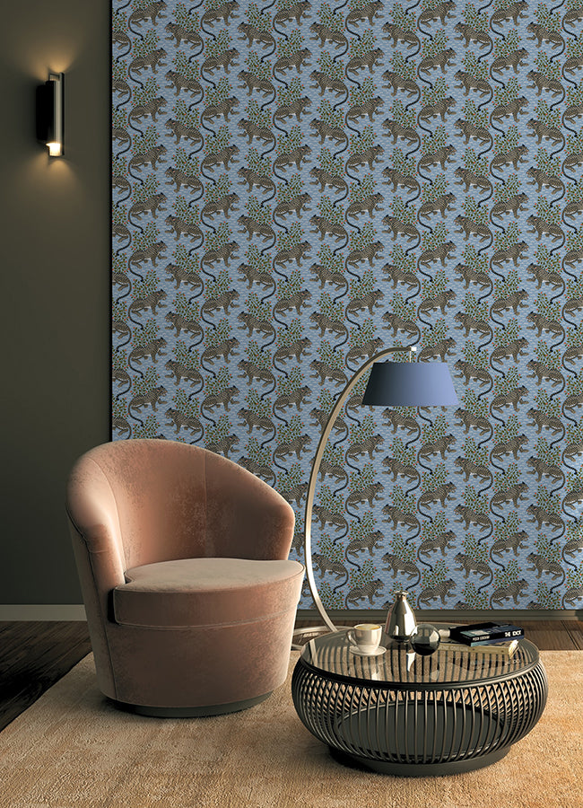 Light Blue Bagheera Peel and Stick Wallpaper  | Brewster Wallcovering - The WorkRm