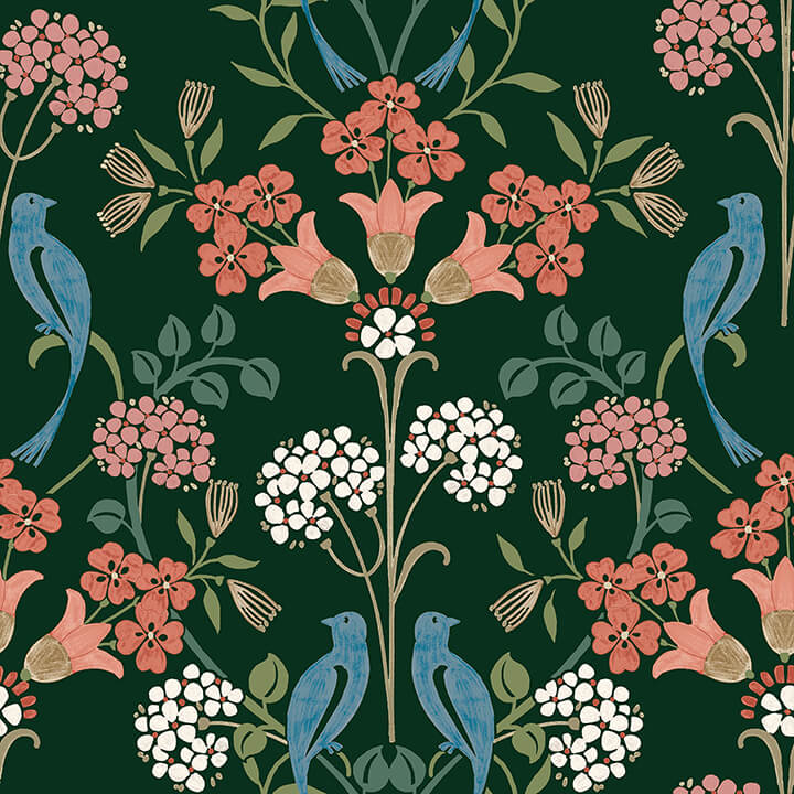 Green Multi Meadow Song Peel and Stick Wallpaper - York Wallcoverings - NUS6093 - York Wallcoverings Wallpaper