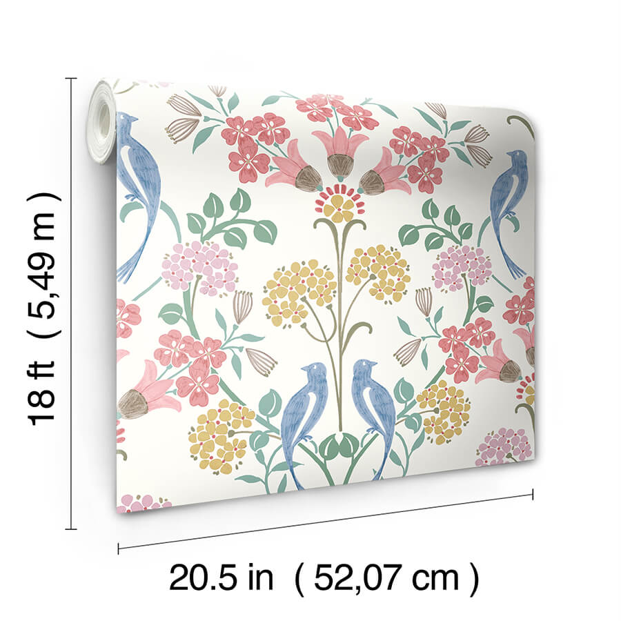 Pink Meadow Song Peel & Stick Wallpaper - York Wallcoverings - NUS6094 - York Wallcoverings Wallpaper