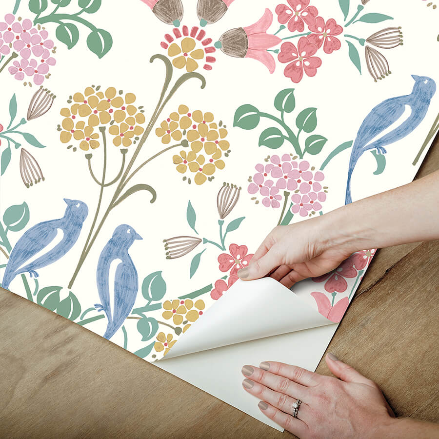 pink-meadow-song-peel-and-stick-wallpaper-york-wallcoverings-nus6094 - York Wallcoverings Wallpaper