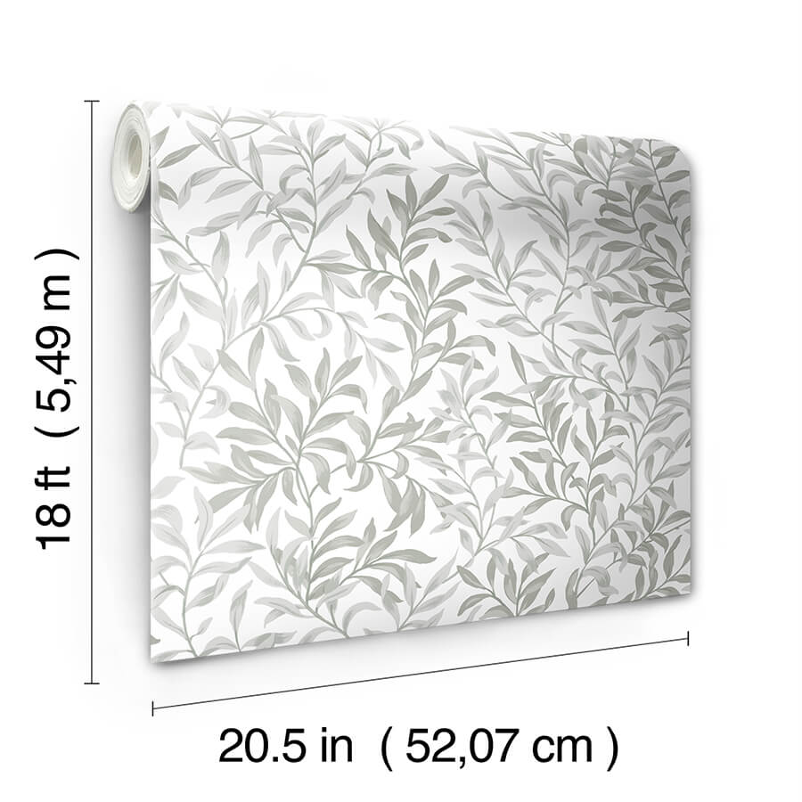 Sea Salt Grey Terrace Vines Peel and Stick Wallpaper - York Wallcoverings - NUS6099 - York Wallcoverings Wallpaper