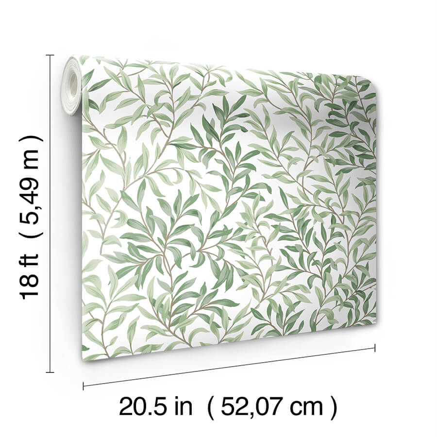 Herb Green Terrace Vines Peel and Stick Wallpaper - York Wallcoverings - NUS6101 - York Wallcoverings Wallpaper
