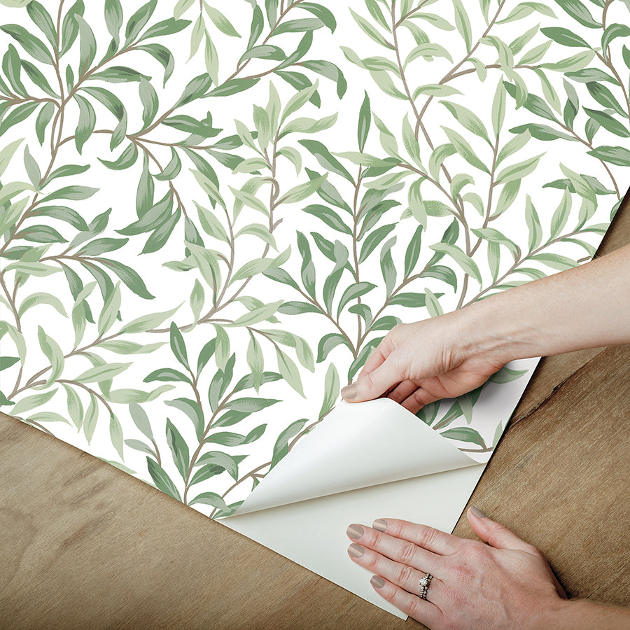 Herb Green Terrace Vines Peel and Stick Wallpaper - Brewster Wallcovering