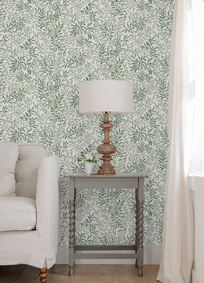 Herb Green Terrace Vines Peel and Stick Wallpaper - York Wallcoverings - NUS6101 - York Wallcoverings Wallpaper