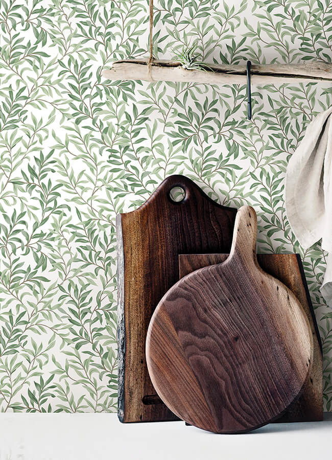 Herb Green Terrace Vines Peel and Stick Wallpaper - York Wallcoverings - NUS6101 - York Wallcoverings Wallpaper