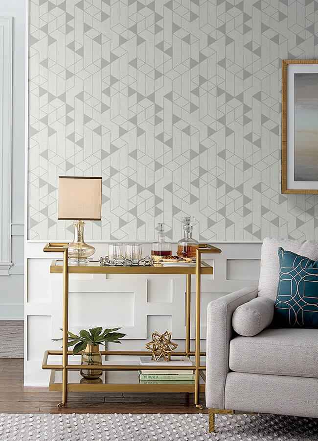 Fairbank Silver Linen Geometric Wallpaper - York Wallcoverings - 4034-26771 - York Wallcoverings Wallpaper