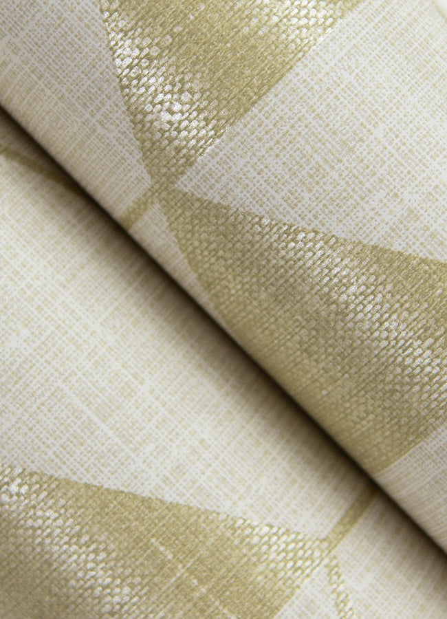 Fairbank Gold Linen Geometric Wallpaper by Scott Living  | Brewster Wallcovering - The WorkRm