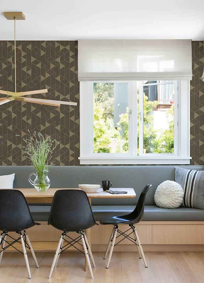Fairbank Chocolate Linen Geometric Wallpaper - York Wallcoverings - 4034-26773 - York Wallcoverings Wallpaper