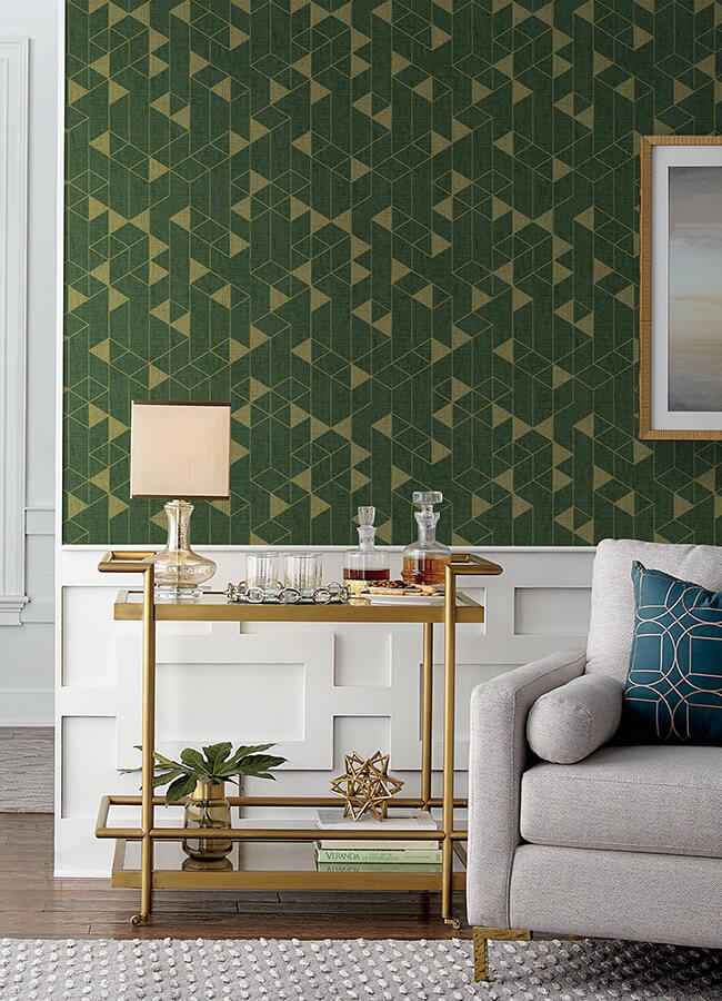 Fairbank Evergreen Linen Geometric Wallpaper - York Wallcoverings - 4034-26774 - York Wallcoverings Wallpaper