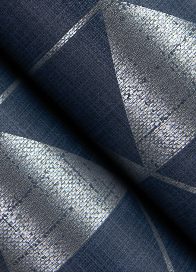 Fairbank Navy Linen Geometric Wallpaper by Scott Living  | Brewster Wallcovering - The WorkRm