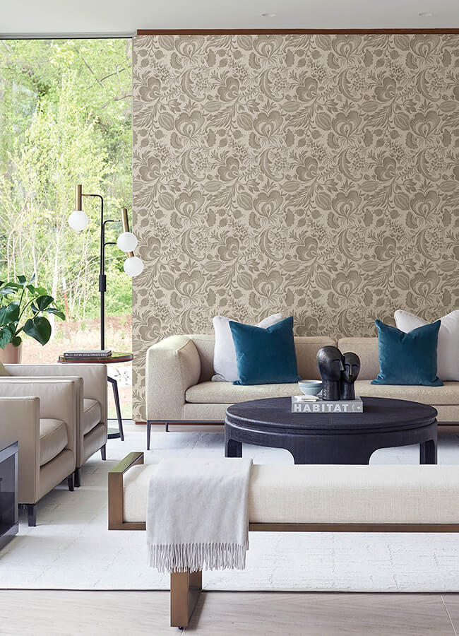 Culver Light Brown Jacobean Wallpaper - York Wallcoverings - 4034-26782 - York Wallcoverings Wallpaper