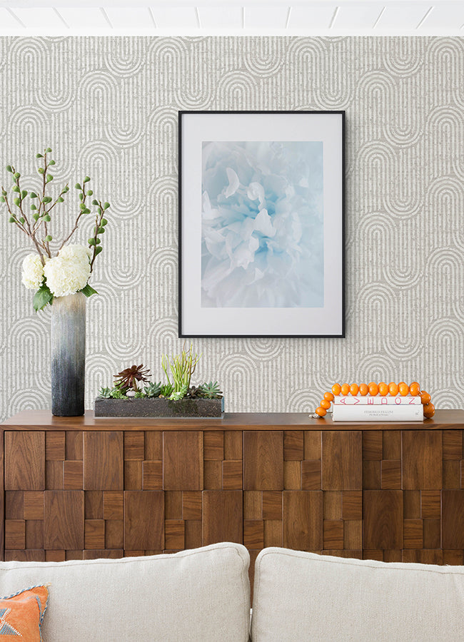 Trippet Bone Zen Waves Wallpaper by Scott Living  | Brewster Wallcovering - The WorkRm