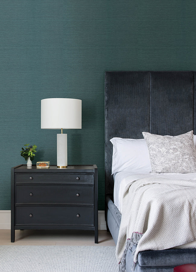 Colcord Teal Sisal Wallpaper by Scott Living - Brewster Wallcovering