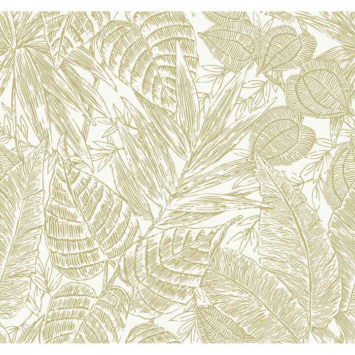 Brentwood Yellow Palm Leaves Wallpaper - York Wallcoverings - 4034-72117
