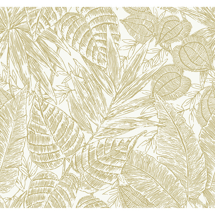 Picture of Brentwood Yellow Palm Leaves Wallpaper by Scott Living