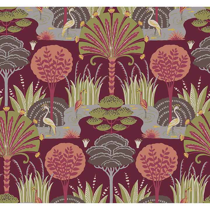 Mandeville Raspberry Tropical Paradise Wallpaper - York Wallcoverings - 4034-72122