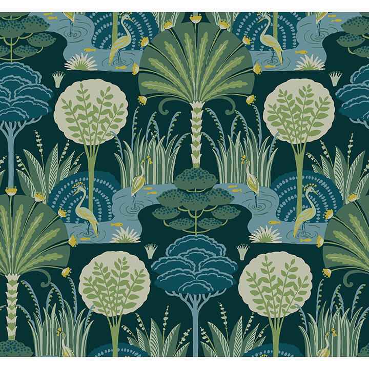 Mandeville Teal Tropical Paradise Wallpaper - York Wallcoverings - 4034-72123