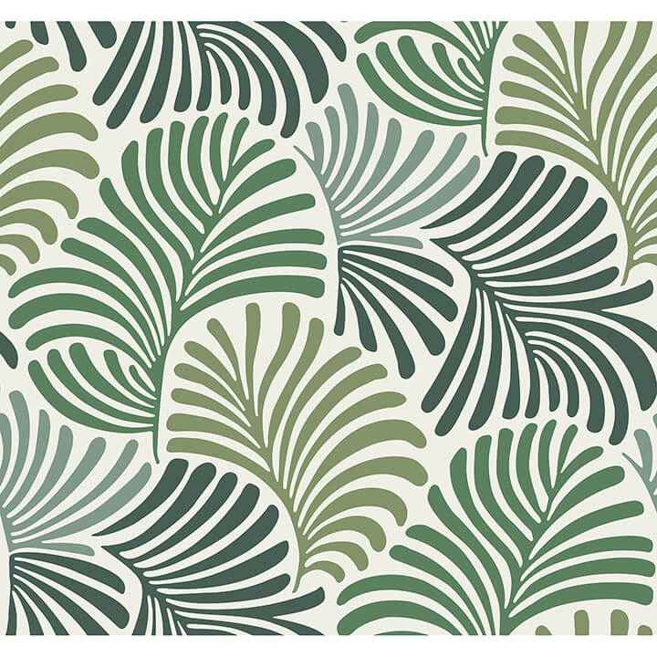 Trousdale Green Fanning Flora Wallpaper - York Wallcoverings - 4034-72127