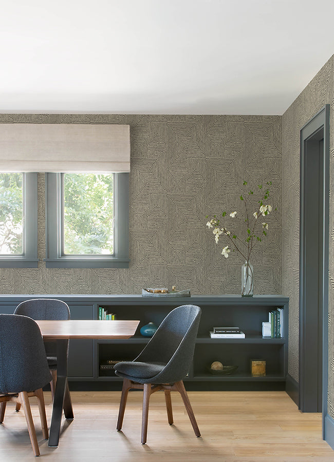 Mortenson Taupe Geometric Wallpaper by Scott Living  | Brewster Wallcovering - The WorkRm