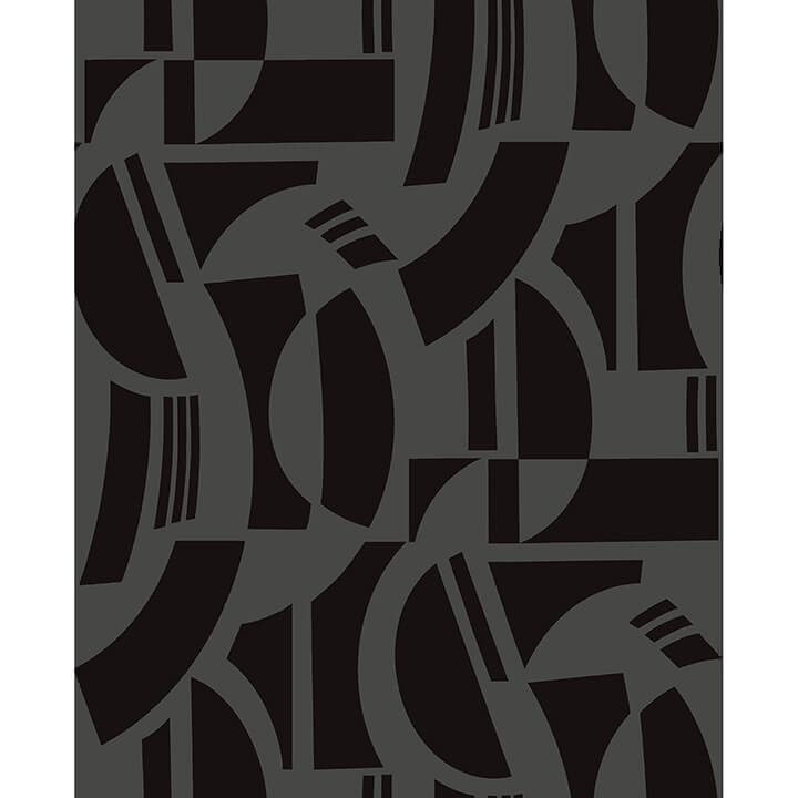 Carter Black Geometric Flock Wallpaper - York Wallcoverings - 4034-87379 - York Wallcoverings Wallpaper
